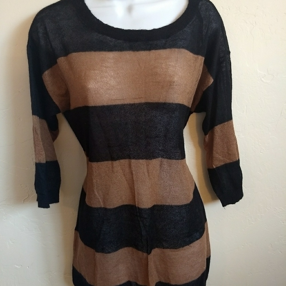 Mohair Thin Knit Striped Sheer Sweater Ann Taylor